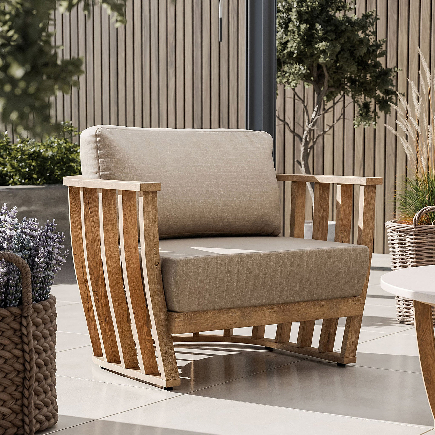 Lucca 5 Seater Lounging Set with Coffee Table Acacia from Roseland Furniture