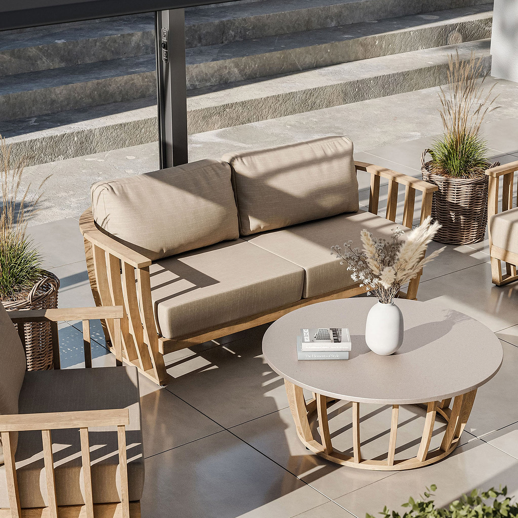 Lucca 5 Seater Lounging Set with Coffee Table Acacia from Roseland Furniture