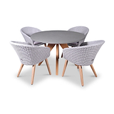 FSC 1 Luna 120cm Round table w 4 Sol Dining Chairs from Roseland Furniture