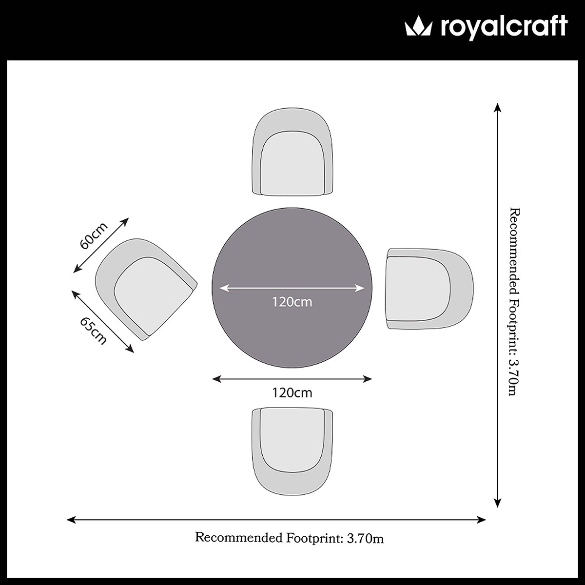 FSC 1 Luna 120cm Round table w 4 Sol Dining Chairs from Roseland Furniture
