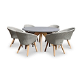 FSC 1 Luna 150cm Round table w 6 Sol Dining Chairs from Roseland Furniture