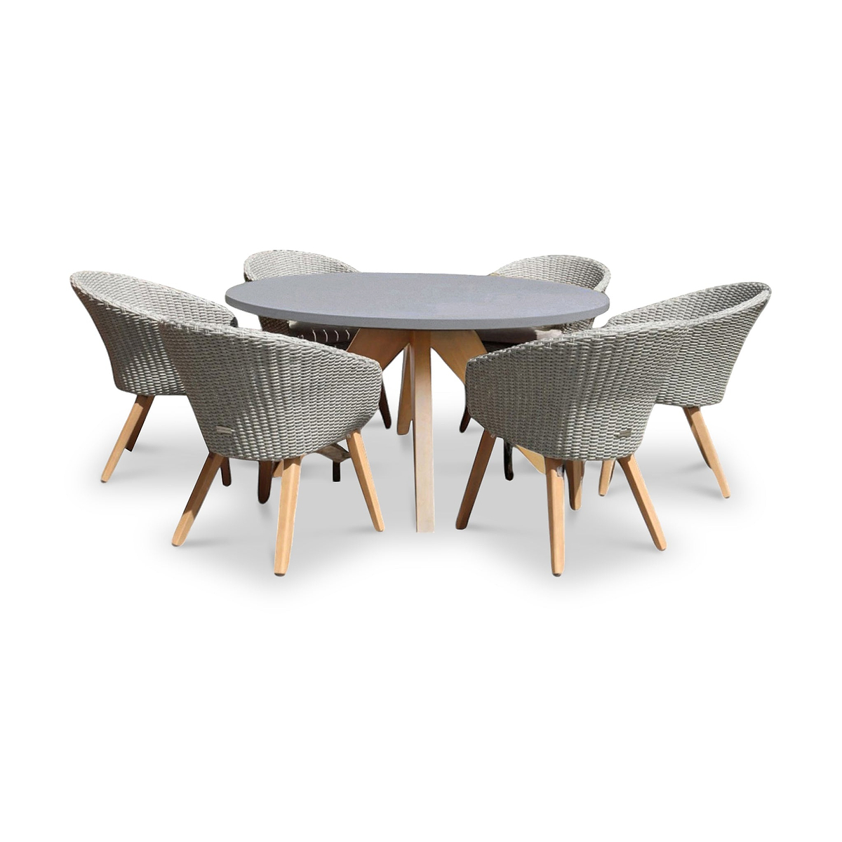 FSC 1 Luna 150cm Round table w 6 Sol Dining Chairs from Roseland Furniture