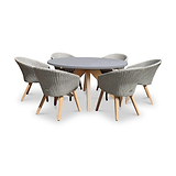 FSC 1 Luna 150cm Round table w 6 Sol Dining Chairs from Roseland Furniture
