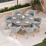 FSC 1 Luna 150cm Round table w 6 Sol Dining Chairs from Roseland Furniture