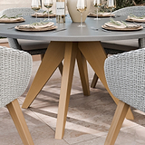 FSC 1 Luna 150cm Round table w 6 Sol Dining Chairs from Roseland Furniture