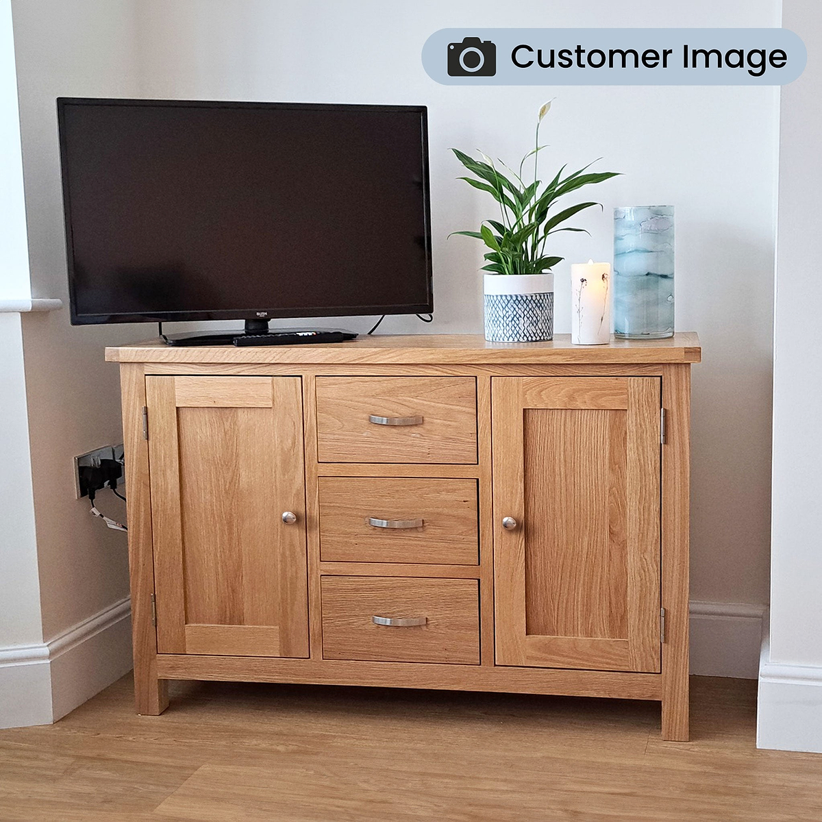 London Oak 3 Drawer Sideboard from Roseland Furniture
