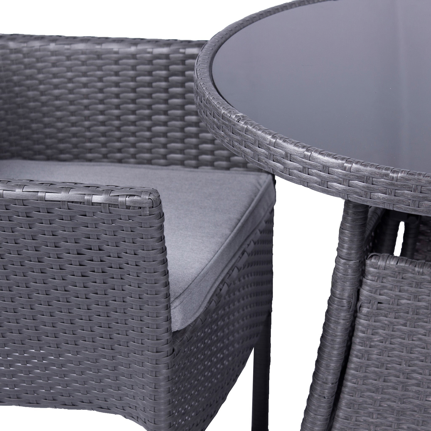 Malaga 2 Seat Deluxe Stacking Rattan Bistro Set from Roseland Furniture