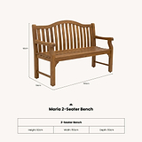 Maria 150cm 2 Seater Acacia Garden Bench