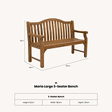 Maria 180cm 3 Seater Acacia Garden Bench dimensions