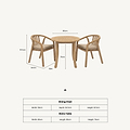 Maris 2 Seater Round Bistro Set with Riven Chairs dimensions