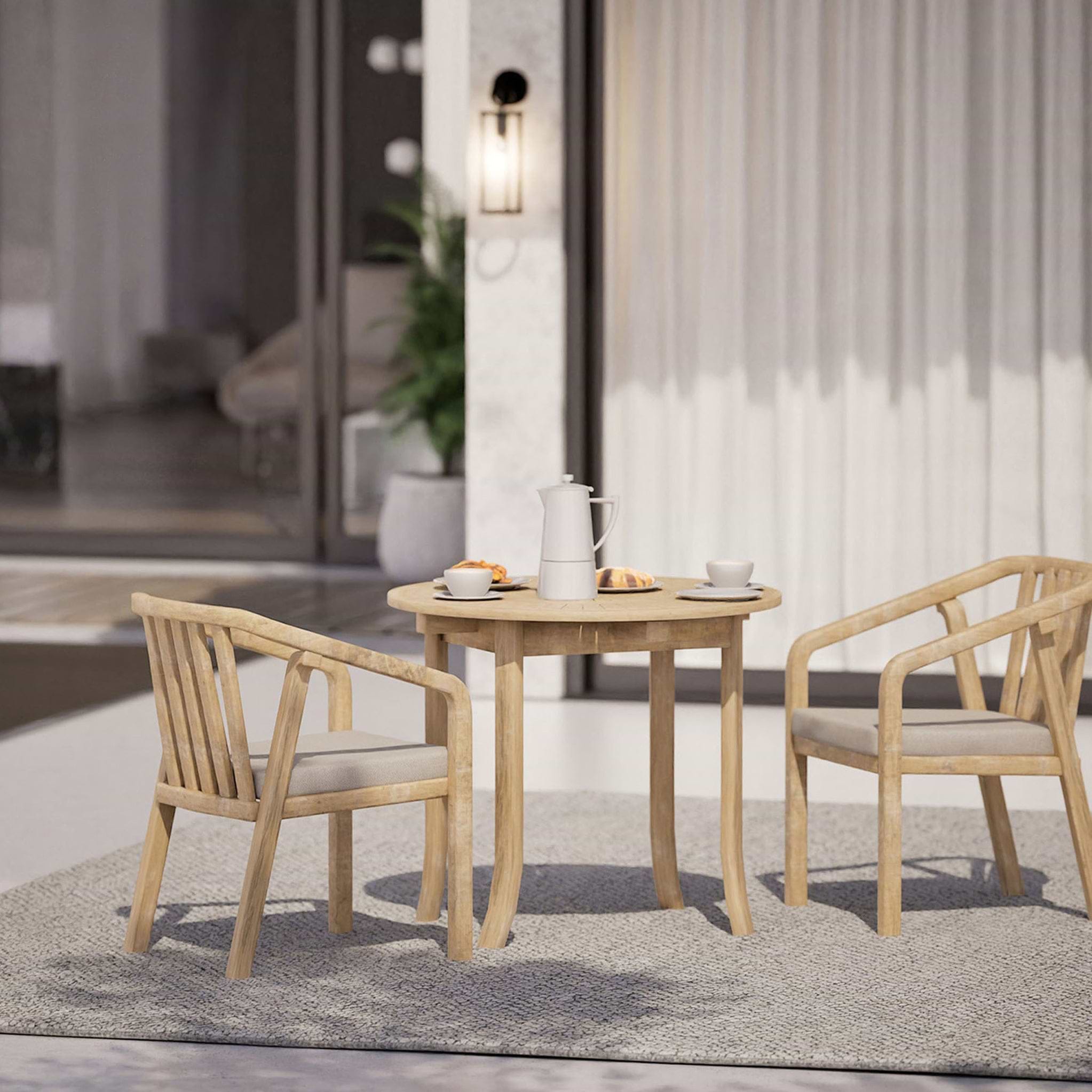 Maris 2 Seater Round Bistro Set with Riven Chairs from Roseland Furniture