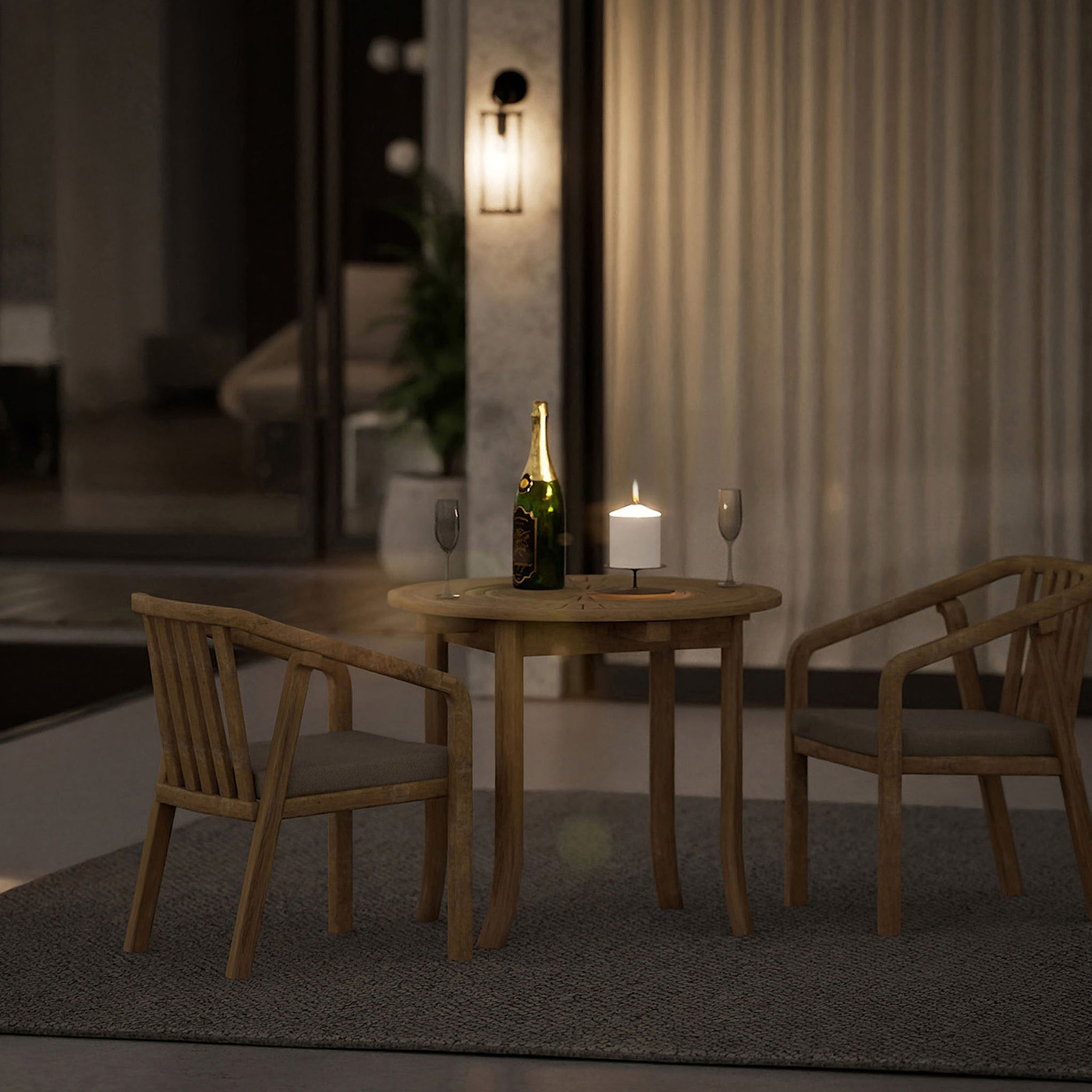 Maris 2 Seater Round Bistro Set with Riven Chairs from Roseland Furniture
