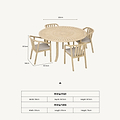 Maris 4 Seater Round Dining Table Set with Riven Chairs dimensions