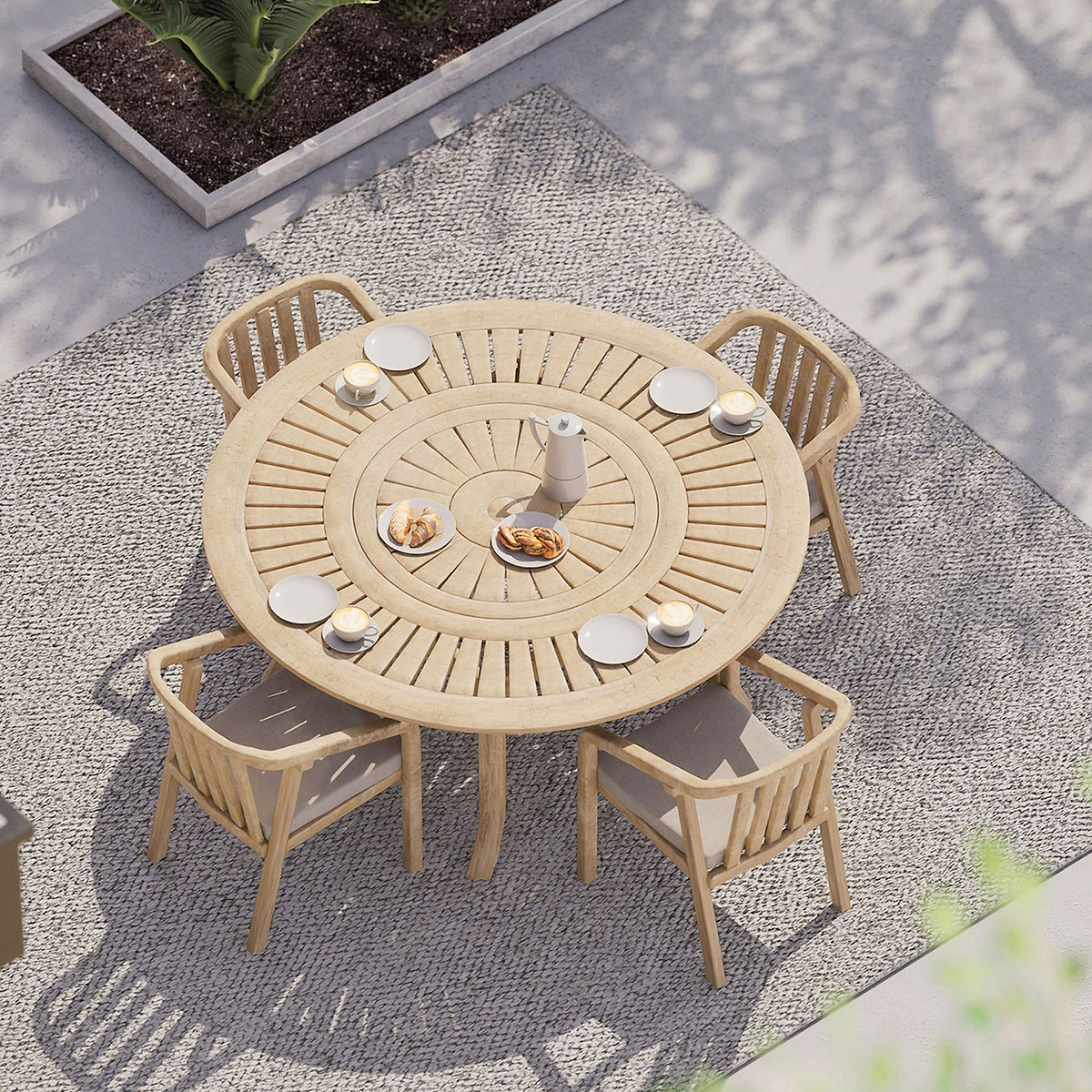 Maris 4 Seater Round Bistro Set with Raven Chairs from Roseland Furniture
