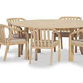 Maris 6 Seater Round Dining Set W Riven Chairs Lazy Susan from Roseland Furniture