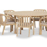 Maris 6 Seater Round Dining Set W Riven Chairs Lazy Susan from Roseland Furniture