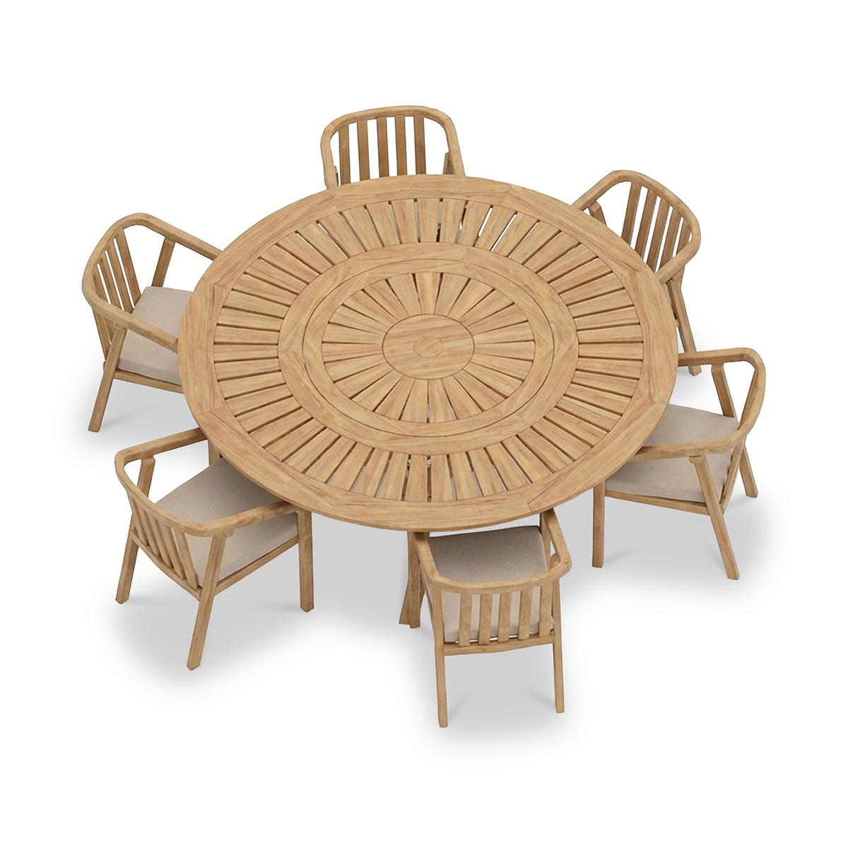 Maris 6 Seater Round Dining Set W Riven Chairs Lazy Susan from Roseland Furniture