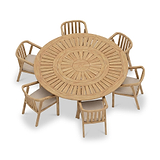 Maris 6 Seater Round Dining Set W Riven Chairs Lazy Susan from Roseland Furniture
