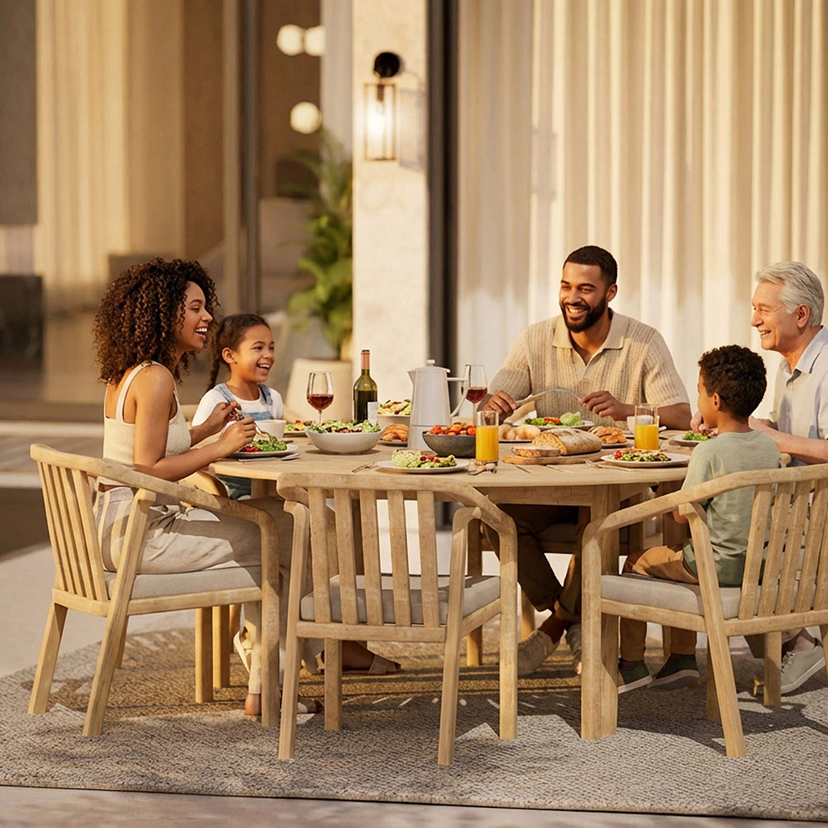 Maris 6 Seater Round Dining Set W Riven Chairs Lazy Susan from Roseland Furniture