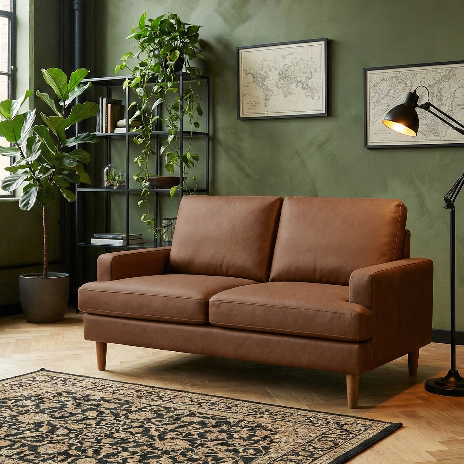 Max Brown Faux Leather 2 Seater Sofa from Roseland Furniture