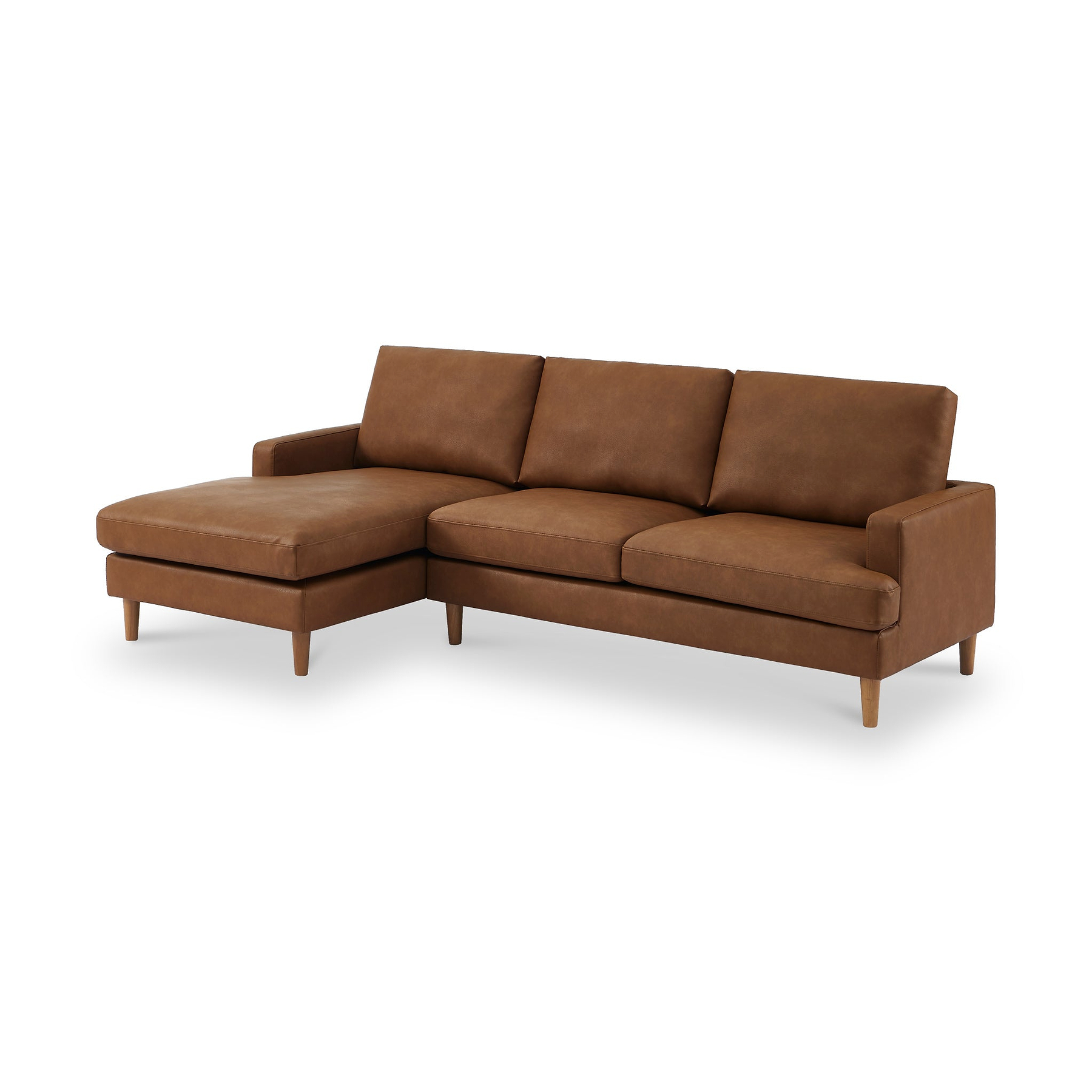 Max Brown Left Hand Faux Leather Corner Chaise Sofa from Roseland Furniture
