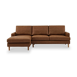 Max Brown Left Hand Faux Leather Corner Chaise Sofa from Roseland Furniture