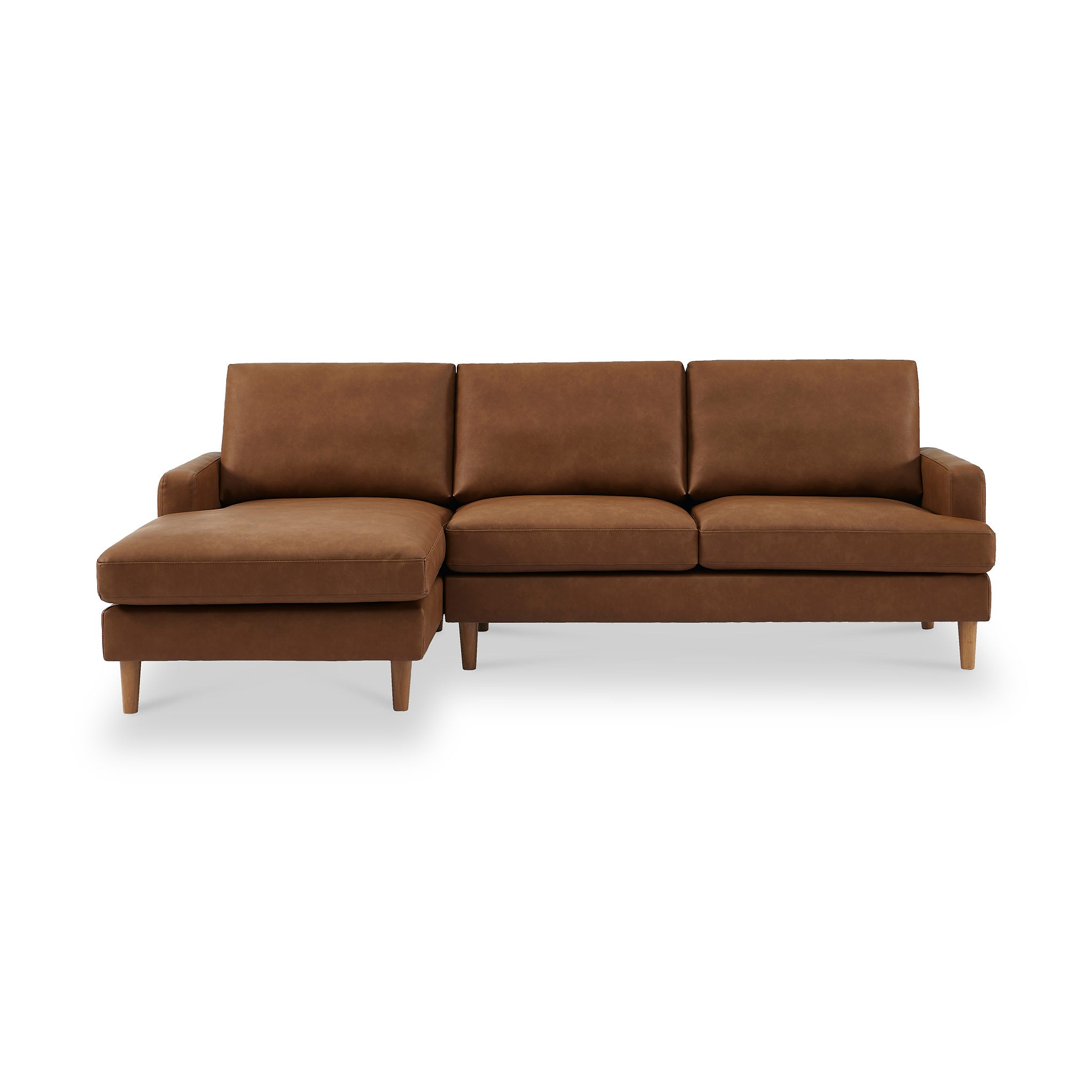Max Brown Left Hand Faux Leather Corner Chaise Sofa from Roseland Furniture