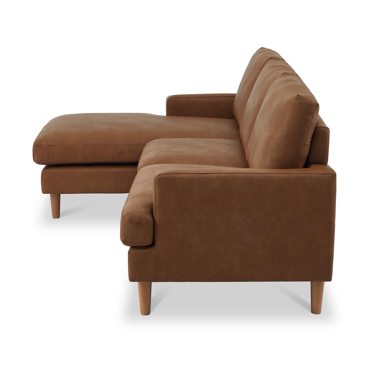 Max Brown Left Hand Faux Leather Corner Chaise Sofa from Roseland Furniture