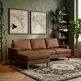 Max Brown Left Hand Faux Leather Corner Chaise Sofa from Roseland Furniture