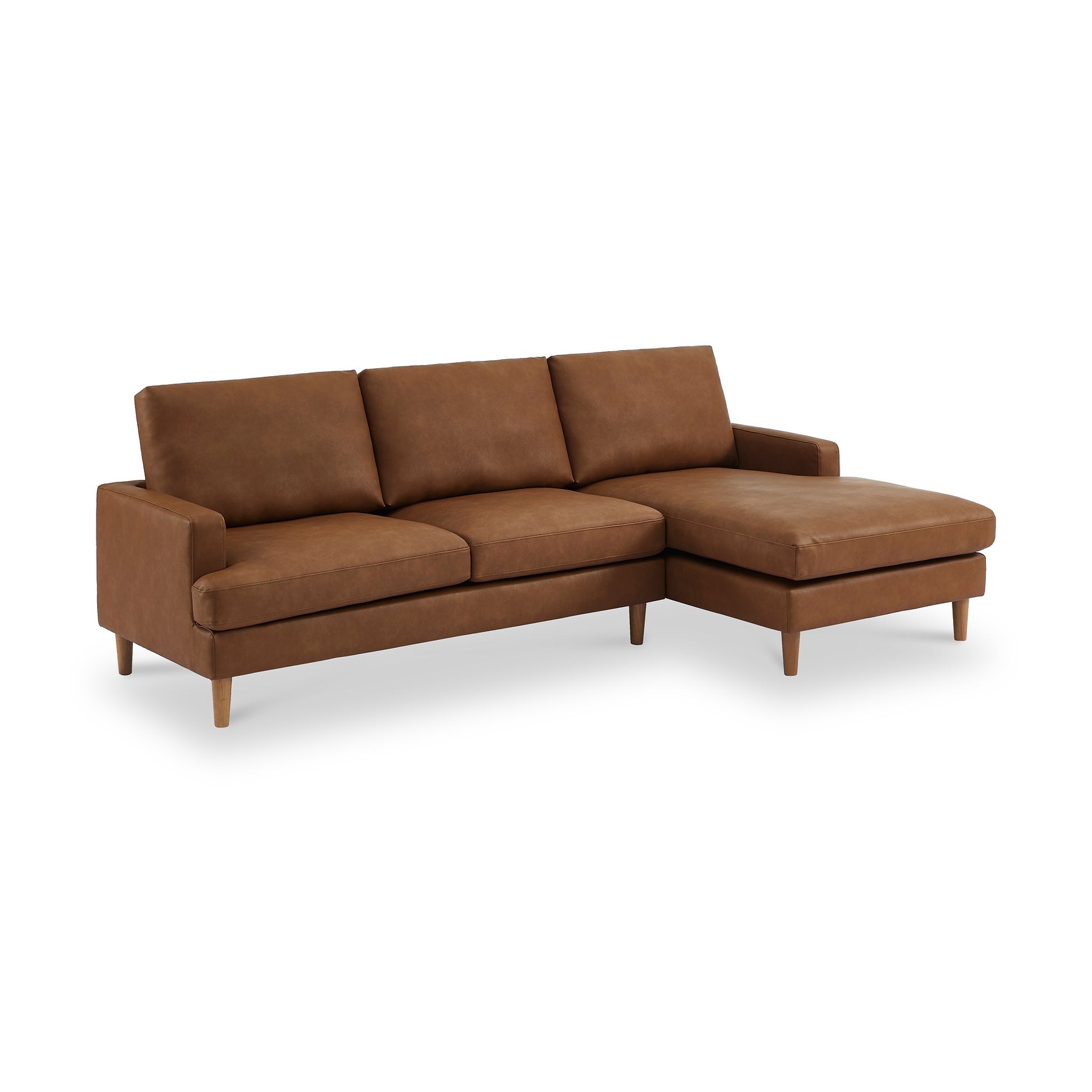 Max Brown Right Hand Faux Leather Corner Chaise Sofa from Roseland Furniture