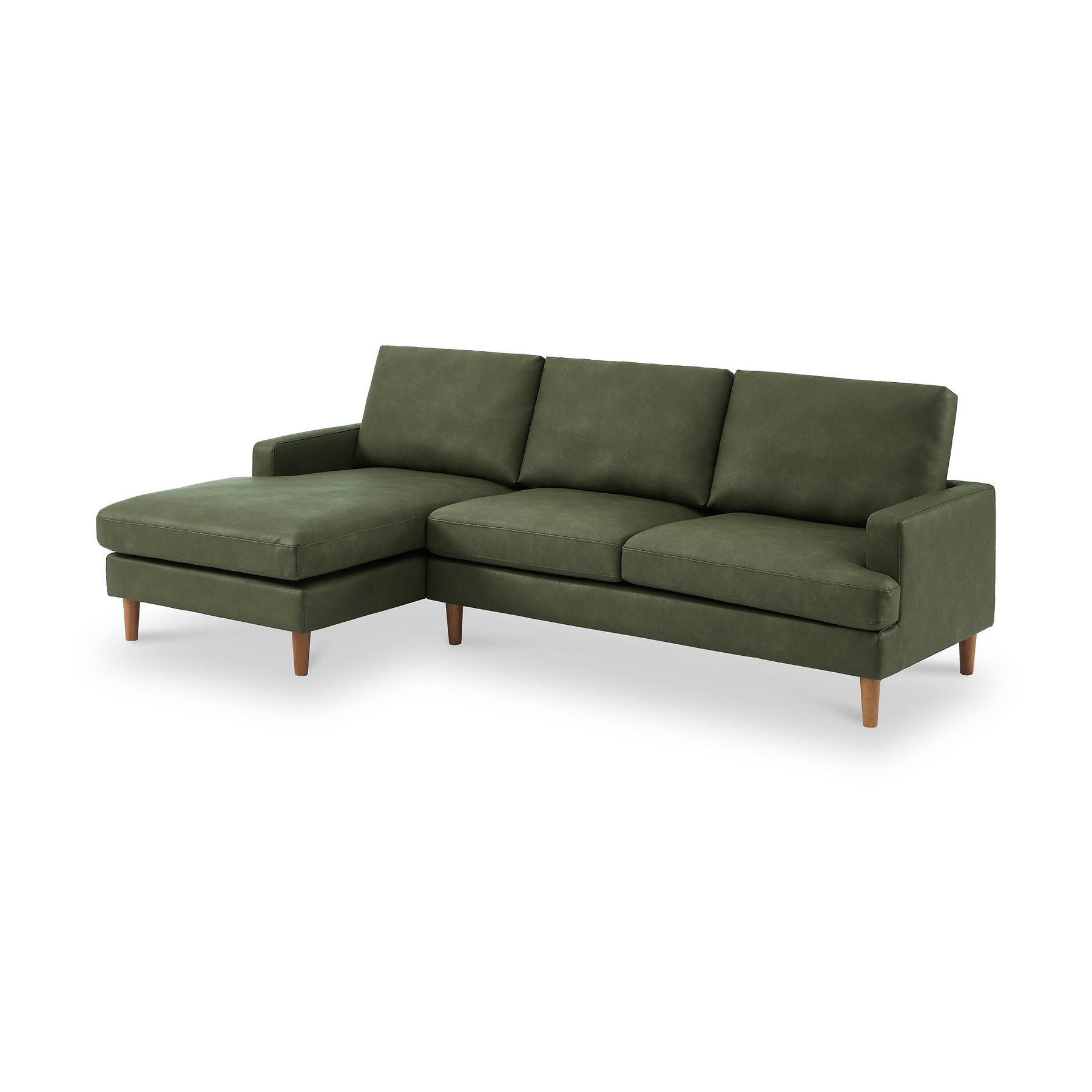 Max Green Left Hand Faux Leather Corner Chaise Sofa from Roseland Furniture