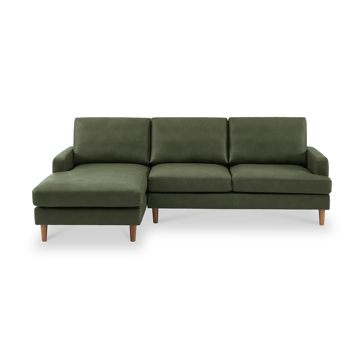 Max Green Left Hand Faux Leather Corner Chaise Sofa from Roseland Furniture