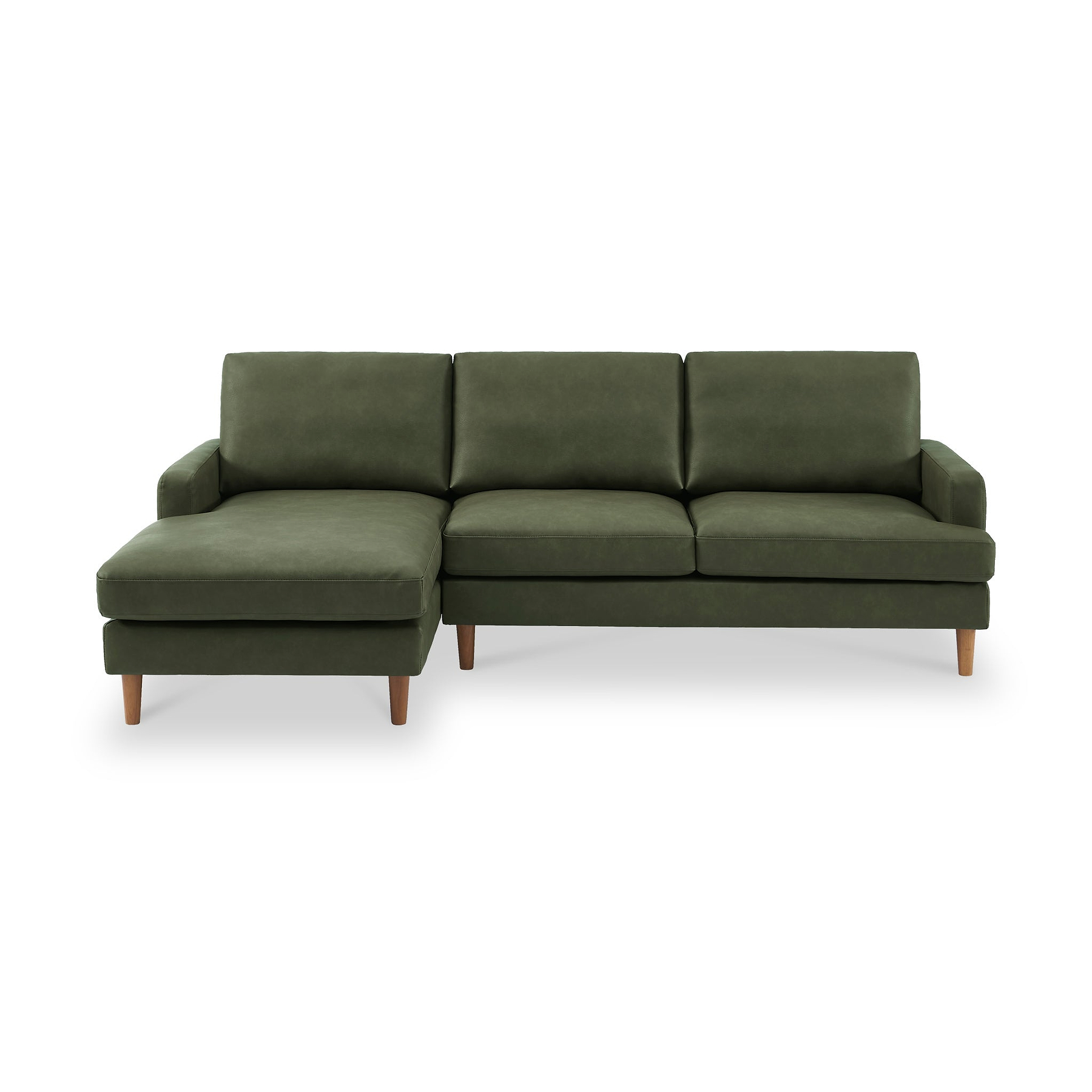 Max Green Left Hand Faux Leather Corner Chaise Sofa from Roseland Furniture