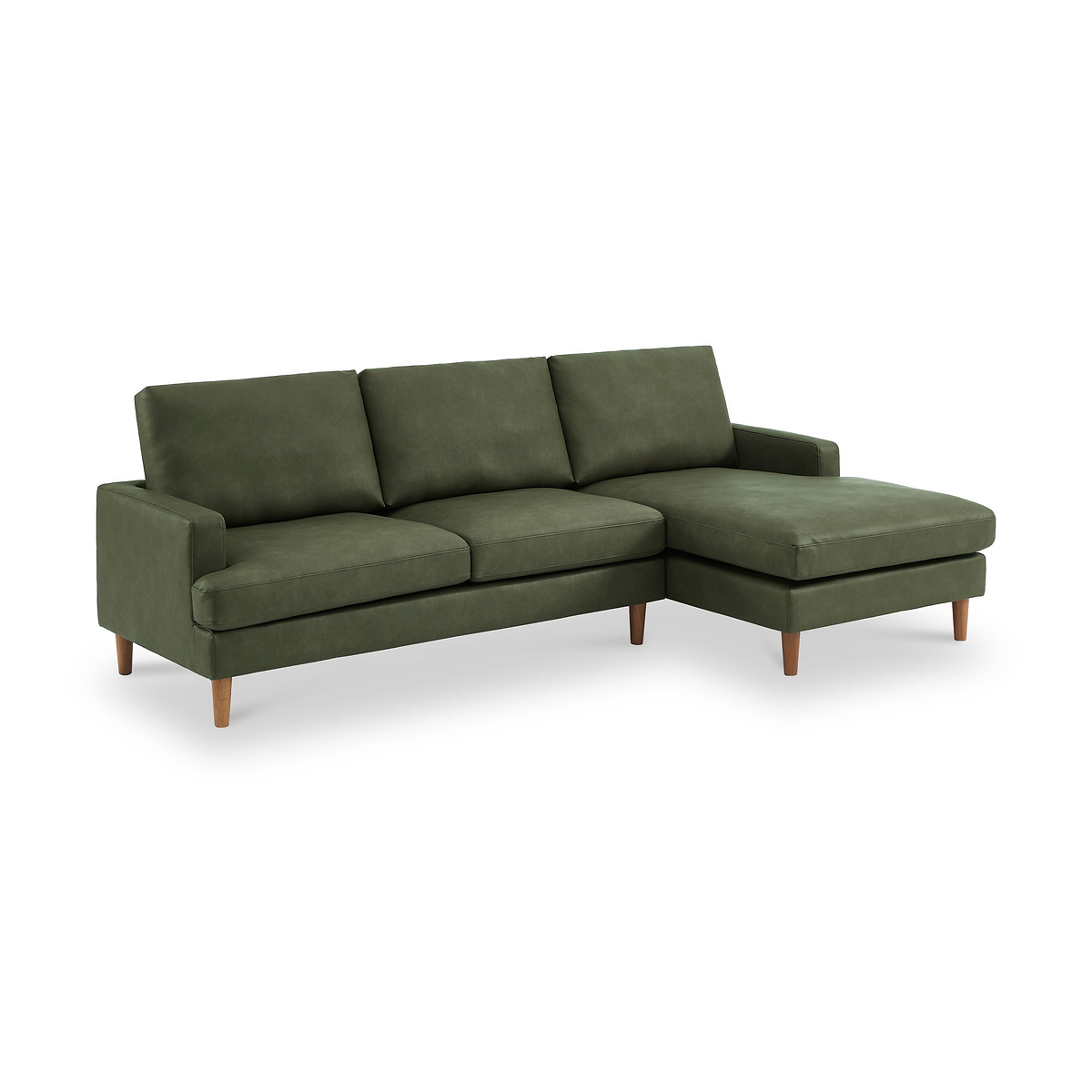 Max Green Right Hand Faux Leather Corner Chaise Sofa from Roseland Furniture
