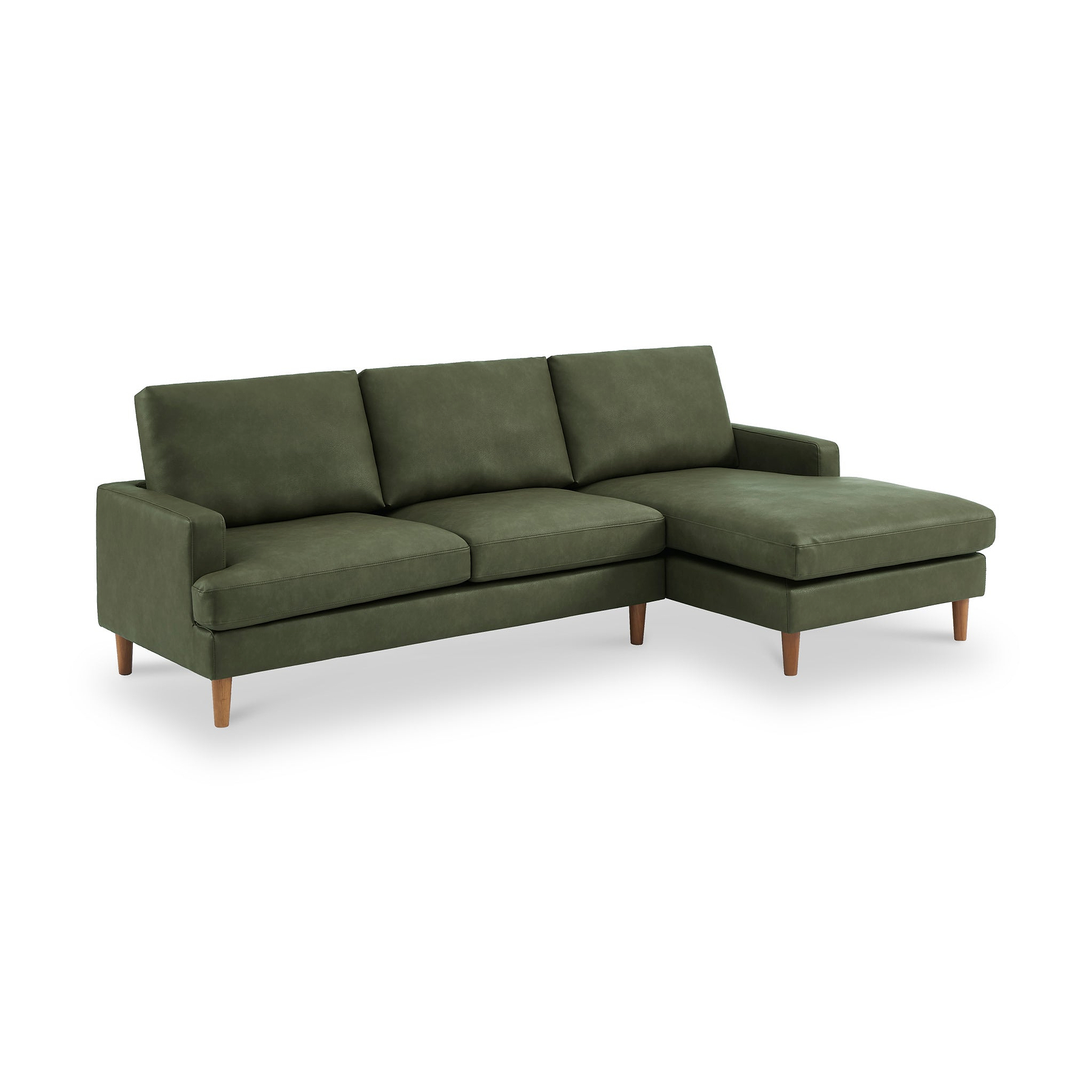 Max Green Right Hand Faux Leather Corner Chaise Sofa from Roseland Furniture