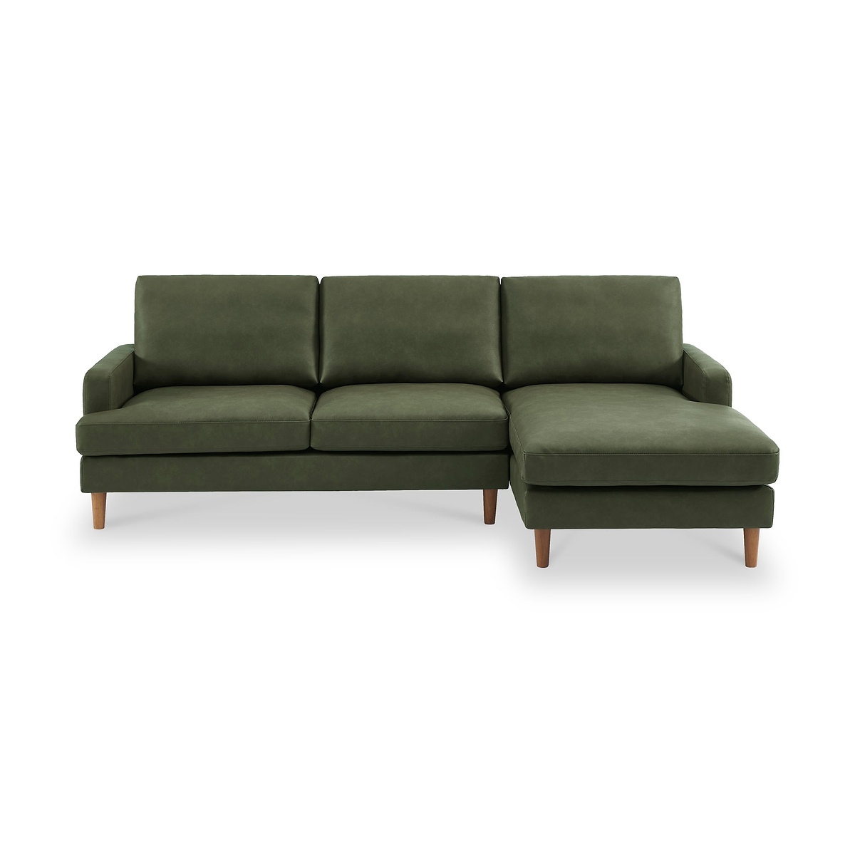 Max Green Right Hand Faux Leather Corner Chaise Sofa from Roseland Furniture