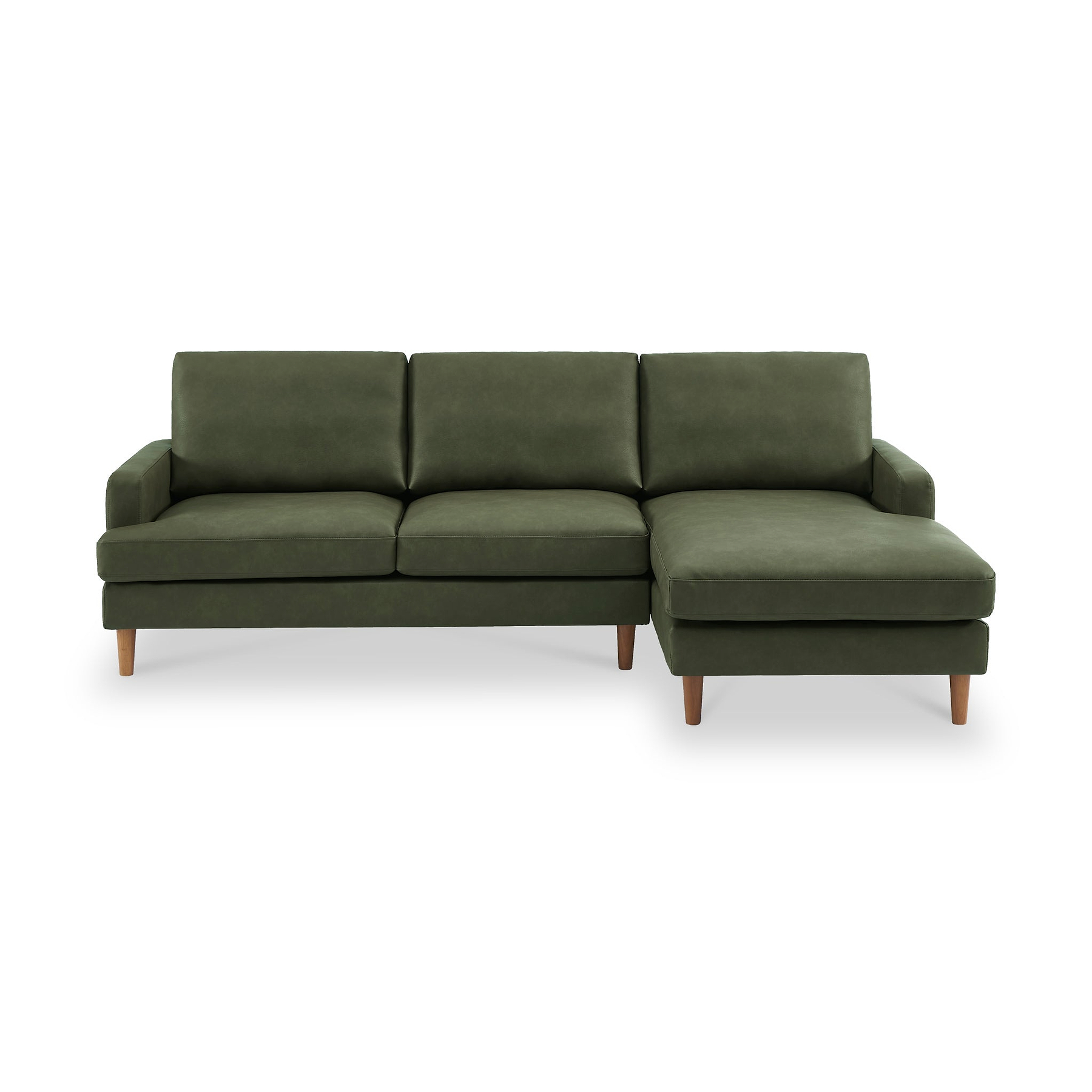 Max Green Right Hand Faux Leather Corner Chaise Sofa from Roseland Furniture