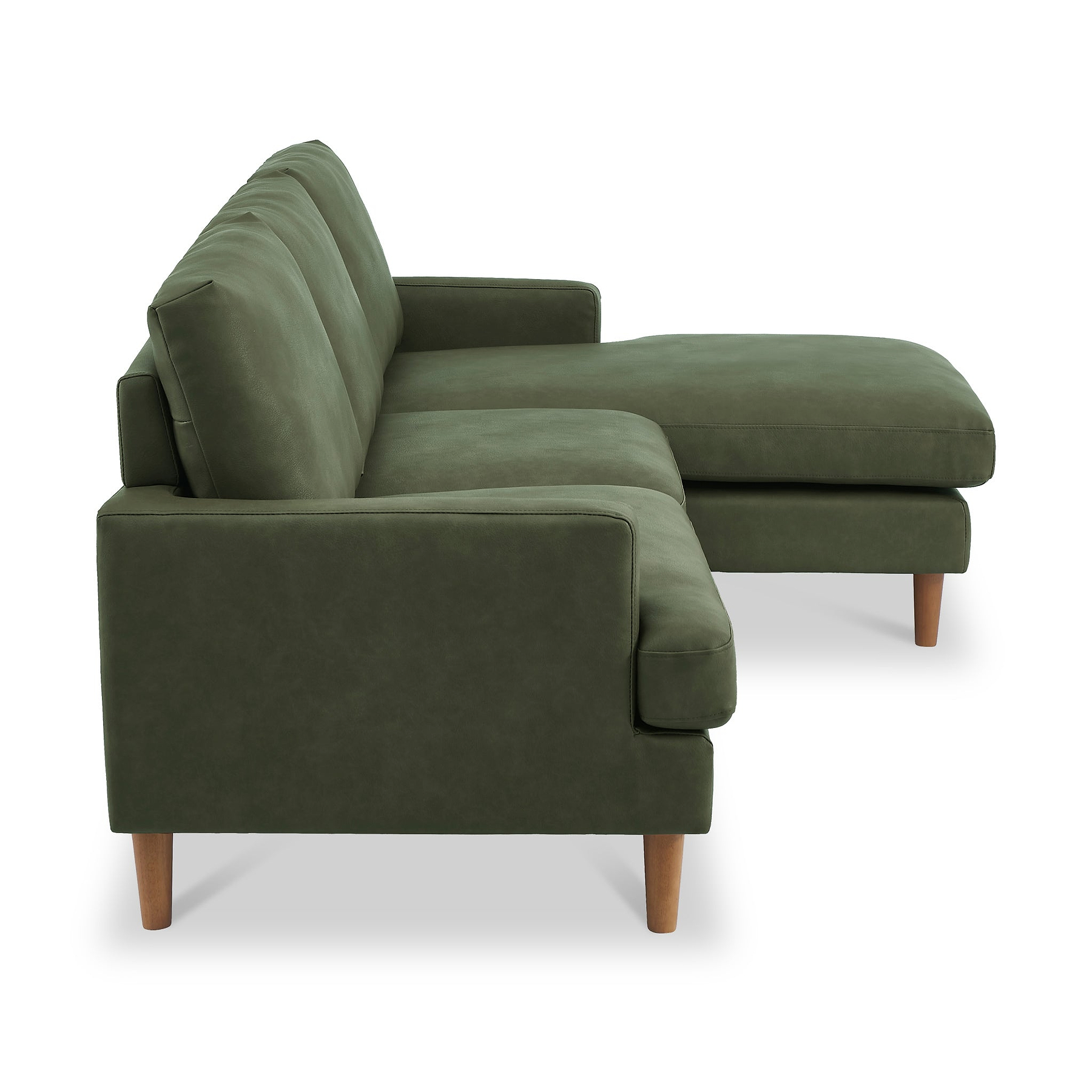 Max Green Right Hand Faux Leather Corner Chaise Sofa from Roseland Furniture