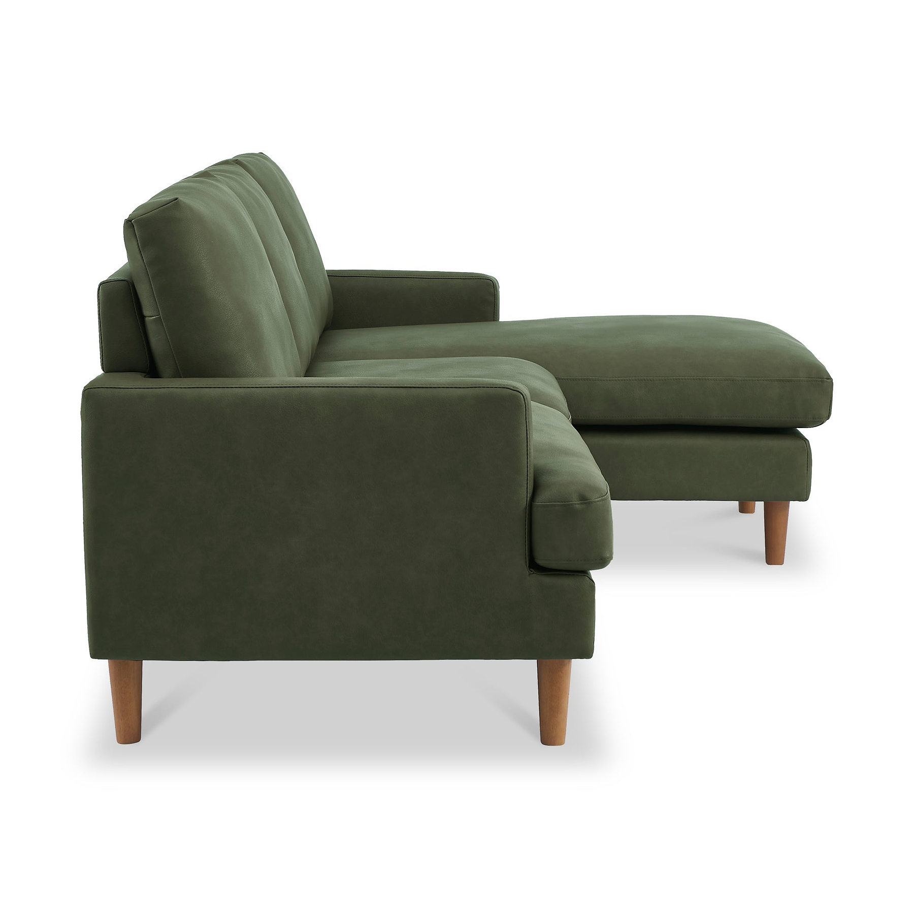 Max Green Right Hand Faux Leather Corner Chaise Sofa from Roseland Furniture