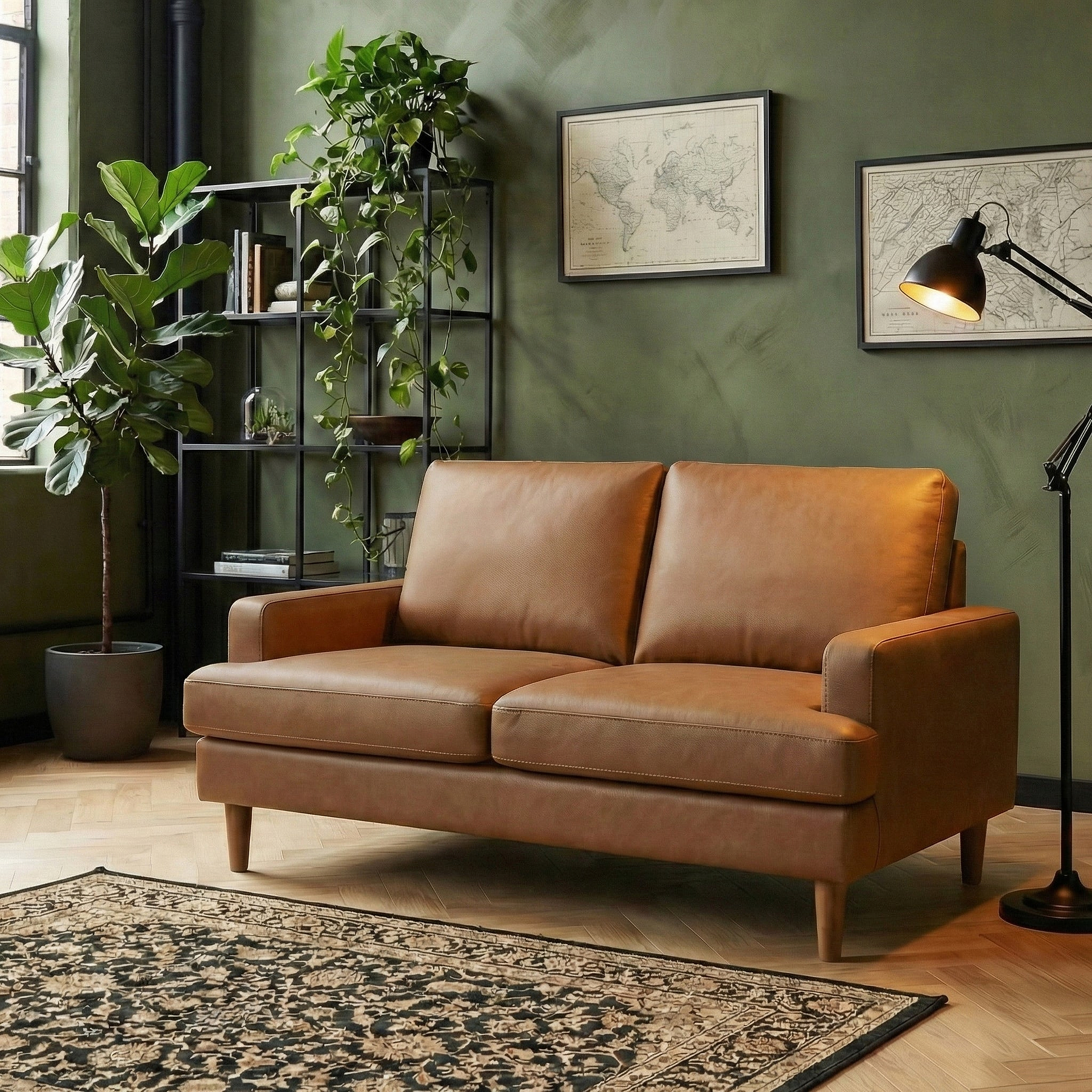 Max Tan Faux Leather 2 Seater Sofa from Roseland Furniture