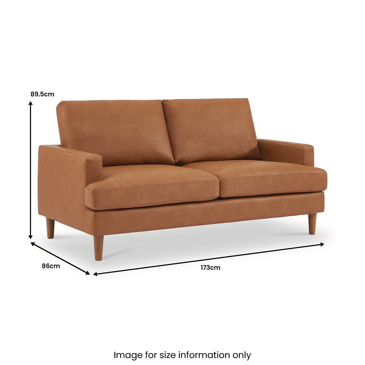 Max Faux Leather 3 Seater Sofa dimensions