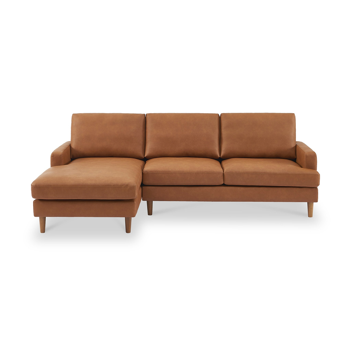 Max Tan Left Hand Faux Leather Corner Chaise Sofa from Roseland Furniture