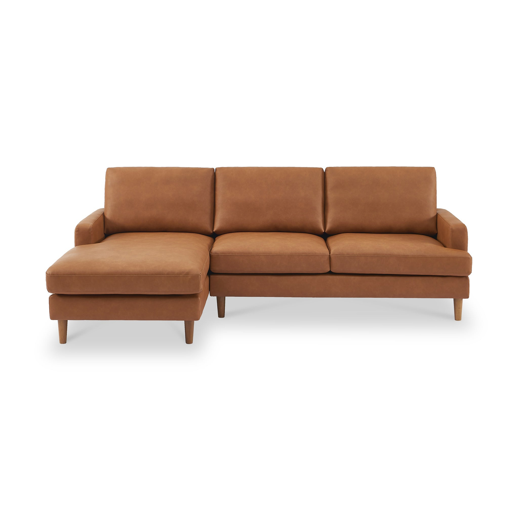 Max Tan Left Hand Faux Leather Corner Chaise Sofa from Roseland Furniture