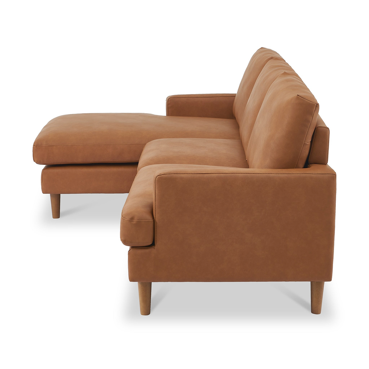Max Tan Left Hand Faux Leather Corner Chaise Sofa from Roseland Furniture