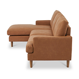 Max Tan Left Hand Faux Leather Corner Chaise Sofa from Roseland Furniture
