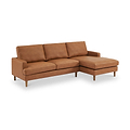 Max Tan right Hand Faux Leather Corner Chaise Sofa from Roseland Furniture