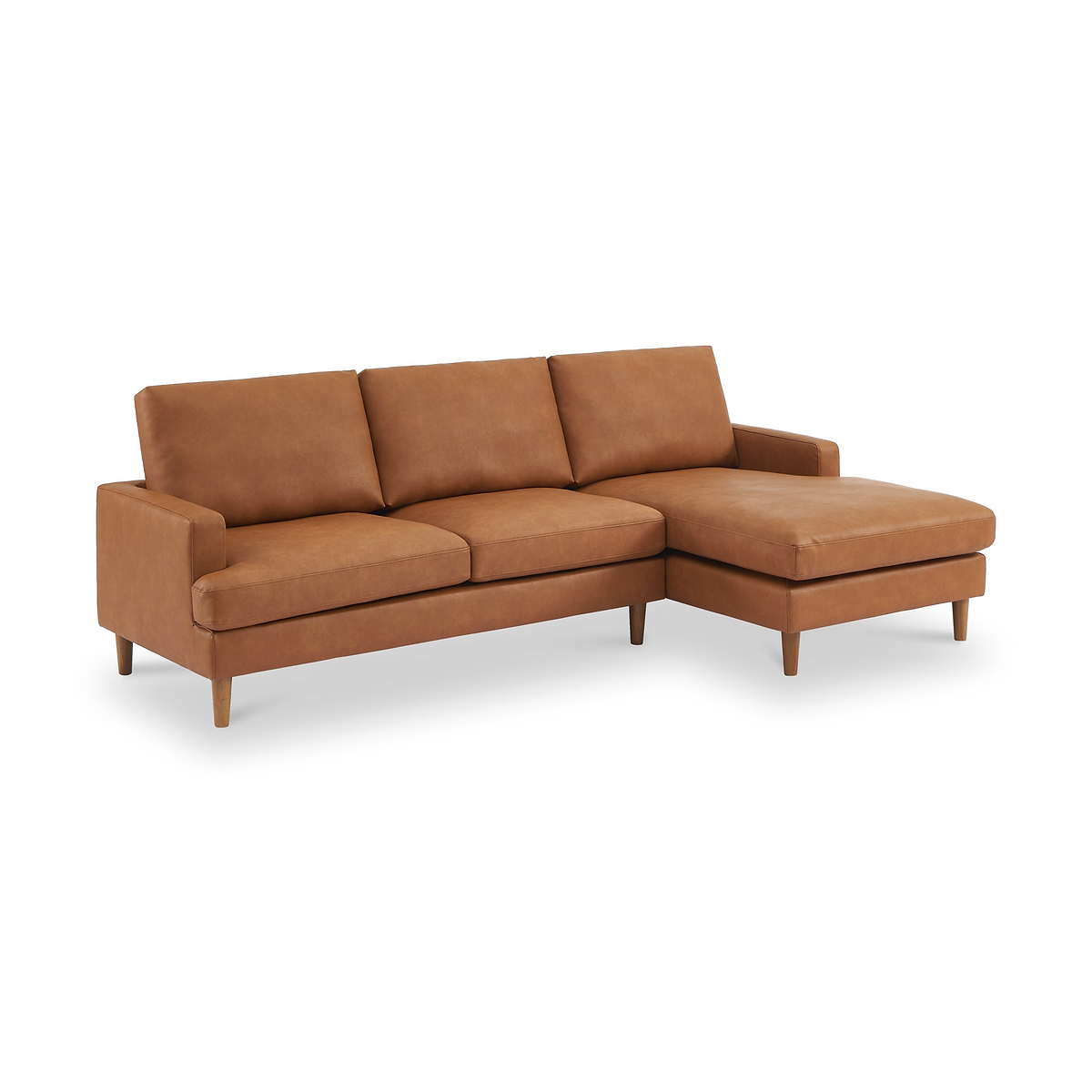 Max Tan right Hand Faux Leather Corner Chaise Sofa from Roseland Furniture