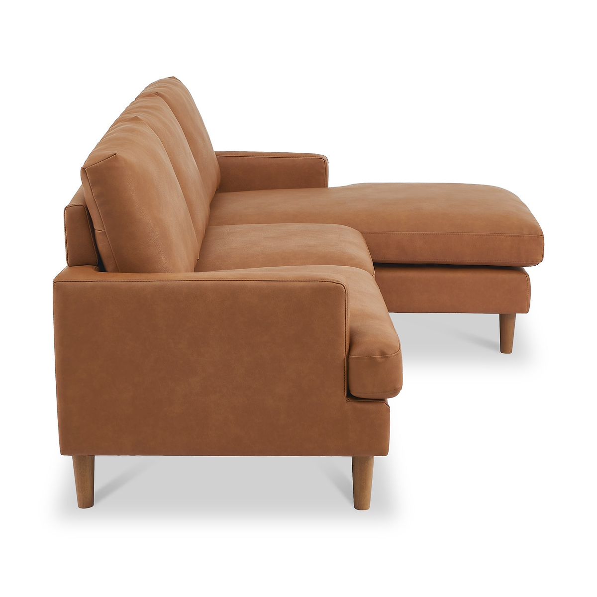 Max Tan right Hand Faux Leather Corner Chaise Sofa from Roseland Furniture