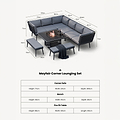 Mayfair 120cm Corner Fire Pit Table Garden Lounge Set dimensions