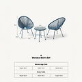 Monaco Blue 2 Seat Egg Chair Bistro Set dimensions